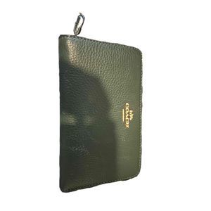 Coach Hunter Green Blue Leather Zipper Pull Zip-Around Wallet Size N/A
